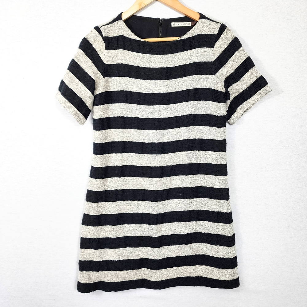 Alice & Olivia Mandy Tweed Striped Mini Dress